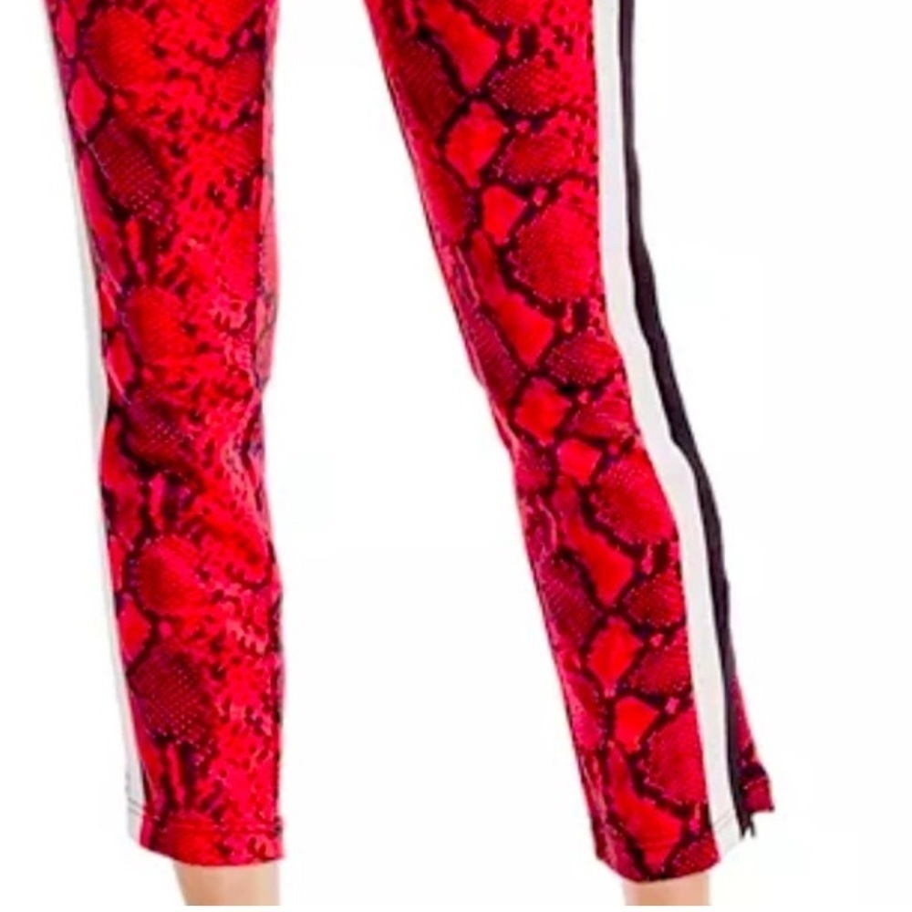 Pam & Gela Fuchsia Snake Print capri pant Leggings with black white stripe Small